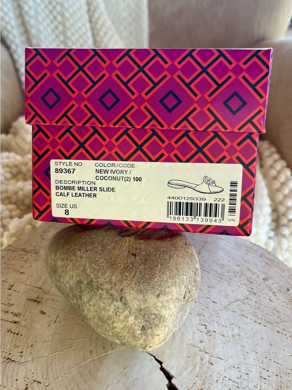 Tory Burch Cream Logo Slide Mules